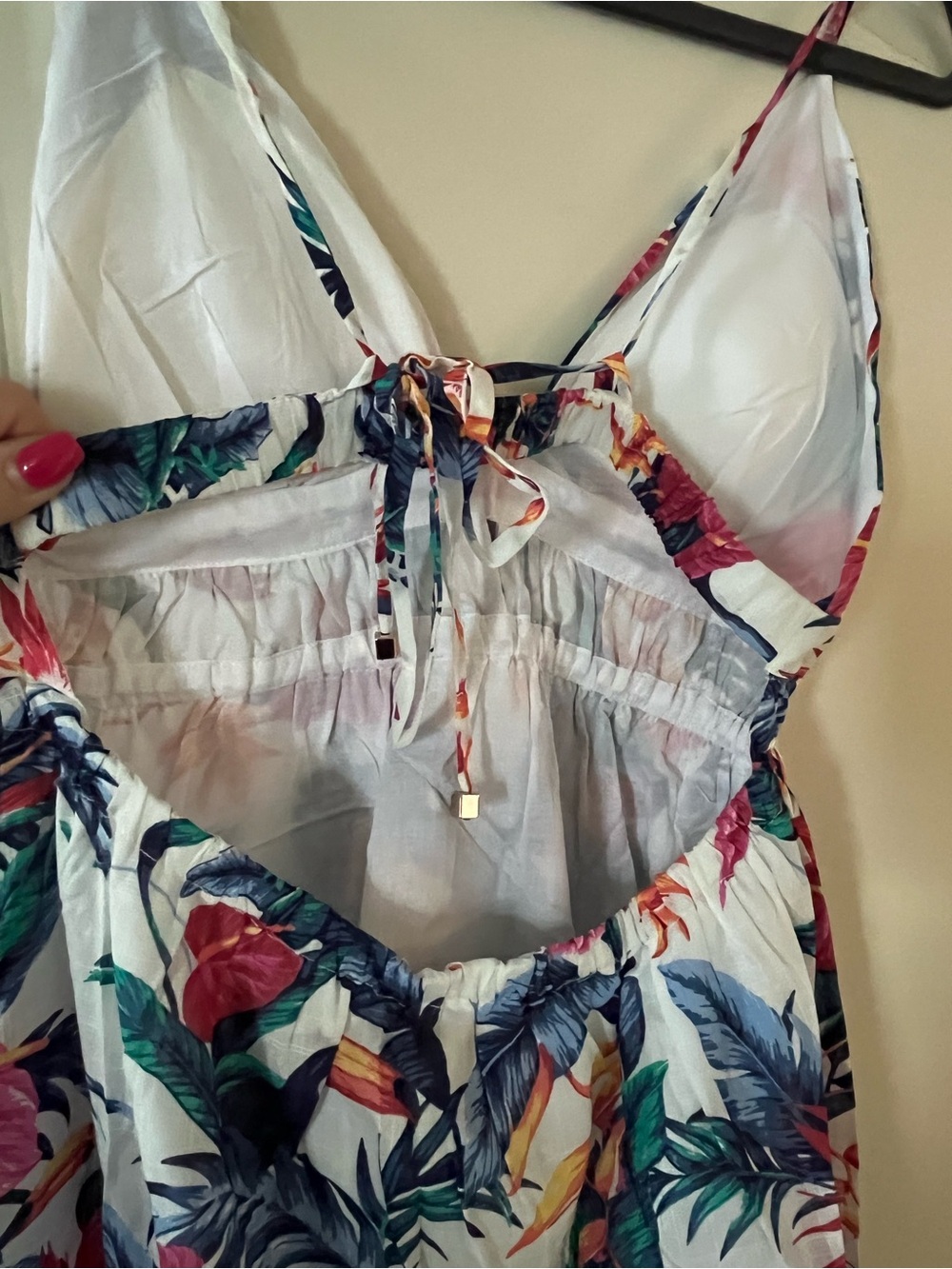 Tori Richard White Maxi Dress with Multicolor Tropical Print Women’s Size Medium - Picture 10 of 15